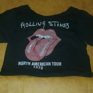Rolling Stones Black Crop Top
